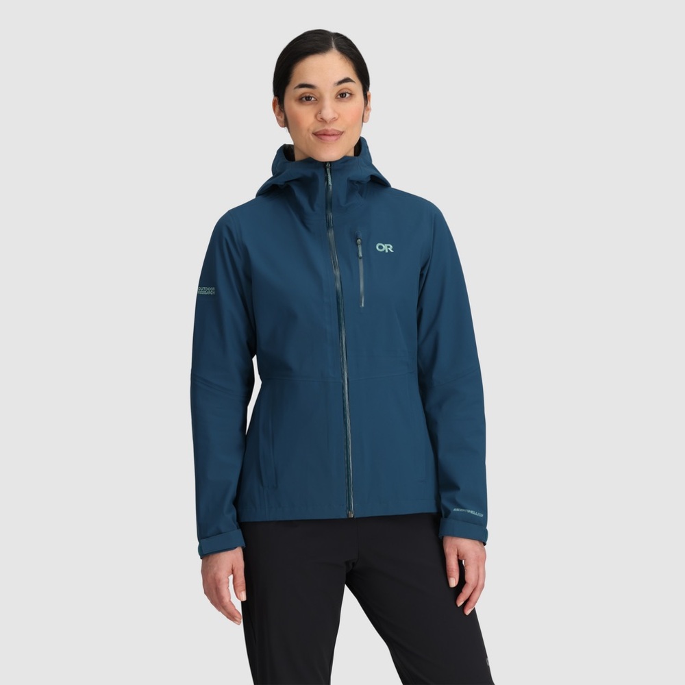 Outdoor Research Womens Aspire II Rain Jacket 3X Harbor Blue